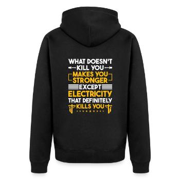 High Voltage Electrician Power Grid - Unisex Premium Organic Zip Hoodie - black - Back - Nico (187cm)