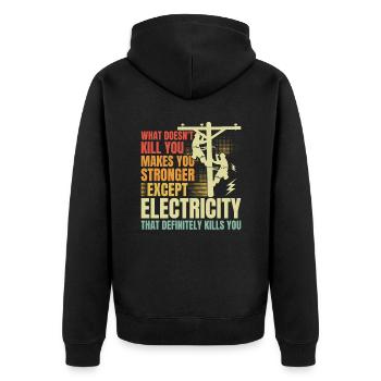 High Voltage Electrician Power Grid - Unisex Premium Organic Zip Hoodie - black - Back - Nico (187cm)