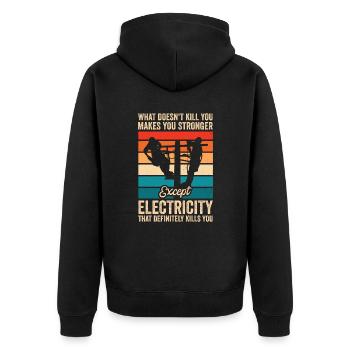 High Voltage Electrician Power Grid - Unisex Premium Organic Zip Hoodie - black - Back - Nico (187cm)