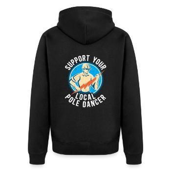 High Voltage Electrician Power Grid - Unisex Premium Organic Zip Hoodie - black - Back - Nico (187cm)