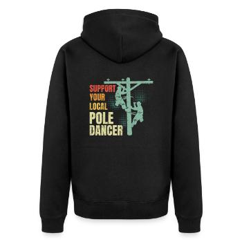 High Voltage Electrician Power Grid - Unisex Premium Organic Zip Hoodie - black - Back - Nico (187cm)