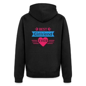 BESTE FREUNDIN ALLER ZEITEN - Unisex Premium Bio Zip Hoodie - Schwarz - Hinten - Nico (187cm)