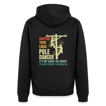 High Voltage Electrician Power Grid - Unisex Premium Organic Zip Hoodie - black - Back - Nico (187cm)