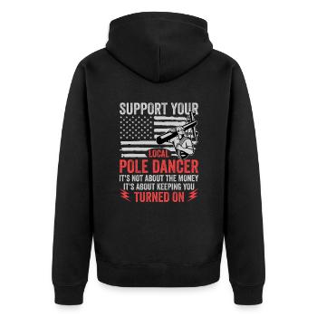 High Voltage Electrician Power Grid - Unisex Premium Organic Zip Hoodie - black - Back - Nico (187cm)