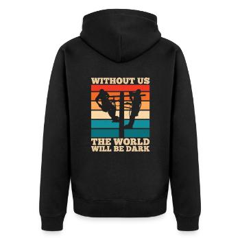 Funny High Voltage Electrician Saying Electrics - Unisex Premium Organic Zip Hoodie - black - Back - Nico (187cm)