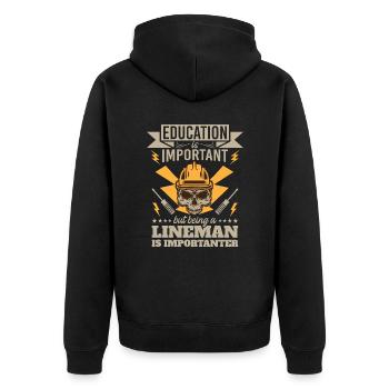 Funny High Voltage Electrician Saying Electrics - Unisex Premium Organic Zip Hoodie - black - Back - Nico (187cm)