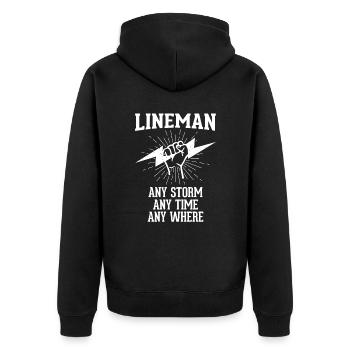 Funny High Voltage Electrician Saying Electrics - Unisex Premium Organic Zip Hoodie - black - Back - Nico (187cm)
