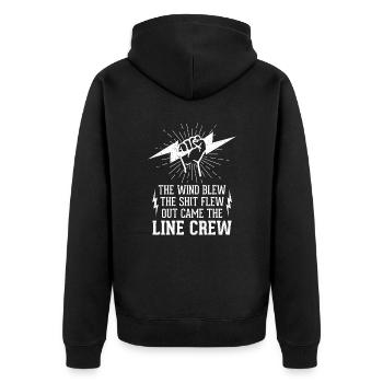 Funny High Voltage Electrician Saying Electrics - Unisex Premium Organic Zip Hoodie - black - Back - Nico (187cm)