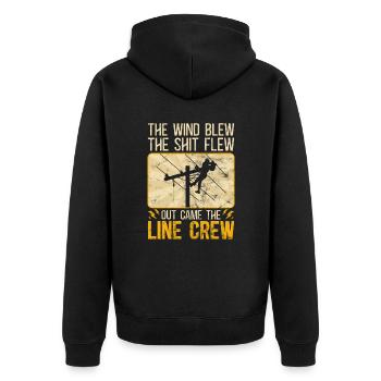 Funny High Voltage Electrician Saying Electrics - Unisex Premium Organic Zip Hoodie - black - Back - Nico (187cm)
