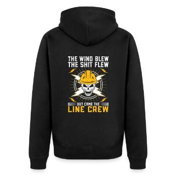 Funny High Voltage Electrician Saying Electrics - Unisex Premium Organic Zip Hoodie - black - Back - Nico (187cm)