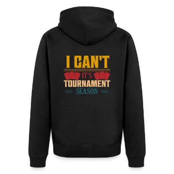 I Can't. It's Tournament Season. Trading Cards Fun - Unisex Premium Bio Zip Hoodie - Schwarz - Hinten - Nico (187cm)