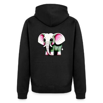 Kleiner Elefant Cartoon niedlich Liebe Abenteuer 6 - Unisex Premium Bio Zip Hoodie - Schwarz - Hinten - Nico (187cm)