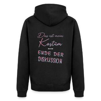 Das ist mein Kostüm I Karneval Faschingsmuffel - Unisex Premium Bio Zip Hoodie - Schwarz - Hinten - Nico (187cm)