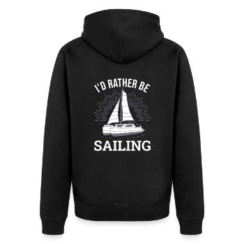 Catamaran captain I would rather sail catamaran - Unisex Premium Organic Zip Hoodie - black - Back - Nico (187cm)
