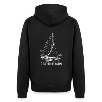 Catamaran captain I would rather sail catamaran - Unisex Premium Organic Zip Hoodie - black - Back - Nico (187cm)