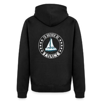 Catamaran captain I would rather sail catamaran - Unisex Premium Organic Zip Hoodie - black - Back - Nico (187cm)