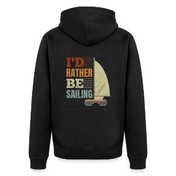 Catamaran captain I would rather sail catamaran - Unisex Premium Organic Zip Hoodie - black - Back - Nico (187cm)