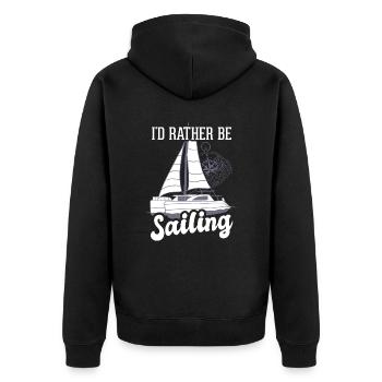 Catamaran captain I would rather sail catamaran - Unisex Premium Organic Zip Hoodie - black - Back - Nico (187cm)