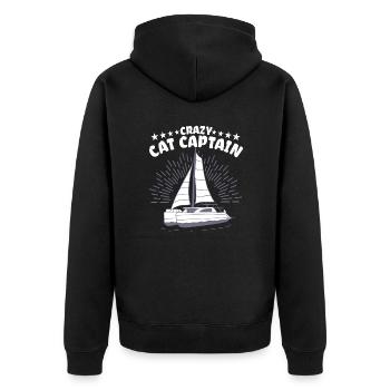 Katamaran Kapitän Segeln Segelboot - Unisex Premium Bio Zip Hoodie - Schwarz - Hinten - Nico (187cm)