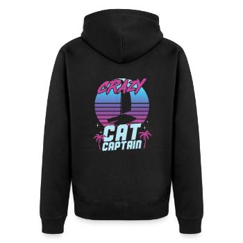Katamaran Kapitän Segeln Segelboot - Unisex Premium Bio Zip Hoodie - Schwarz - Hinten - Nico (187cm)