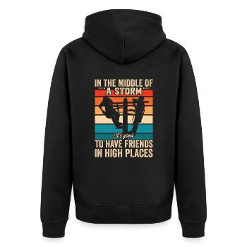 Power Lineman Power Line Electrician - Unisex Premium Organic Zip Hoodie - black - Back - Nico (187cm)