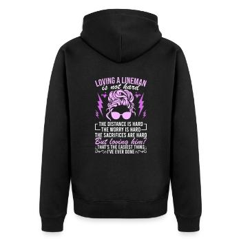 Épouse d’un électricien haute tension - Veste à capuche bio Premium Unisexe - noir - Dos - Nico (187cm)