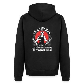 Power Lineman Power Line Electrician - Unisex Premium Organic Zip Hoodie - black - Back - Nico (187cm)