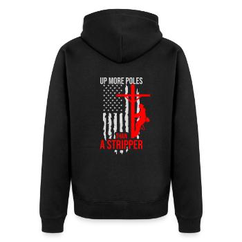 Power Lineman Power Line Electrician - Unisex Premium Organic Zip Hoodie - black - Back - Nico (187cm)