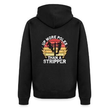 Power Lineman Power Line Electrician - Unisex Premium Organic Zip Hoodie - black - Back - Nico (187cm)