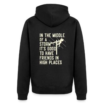 Power Lineman Power Line Electrician - Unisex Premium Organic Zip Hoodie - black - Back - Nico (187cm)
