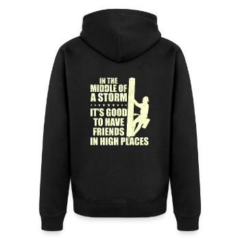 Power Lineman Power Line Electrician - Unisex Premium Organic Zip Hoodie - black - Back - Nico (187cm)