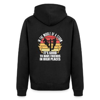 Power Lineman Power Line Electrician - Unisex Premium Organic Zip Hoodie - black - Back - Nico (187cm)