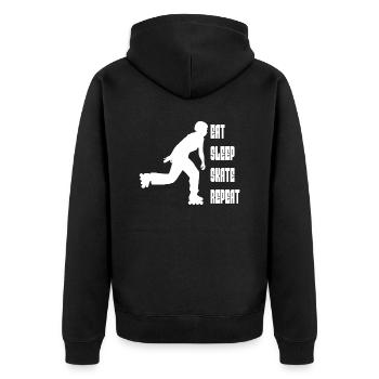 Rollschuh skaten Inliner Geschenk Inline Skater - Unisex Premium Bio Zip Hoodie - Schwarz - Hinten - Nico (187cm)