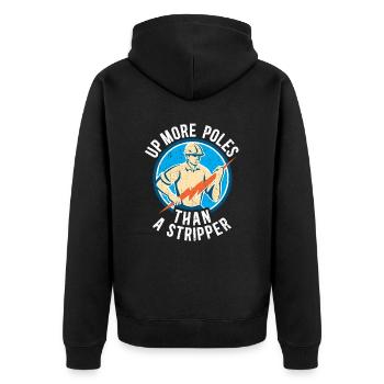 Power Lineman Power Line Electrician - Unisex Premium Organic Zip Hoodie - black - Back - Nico (187cm)