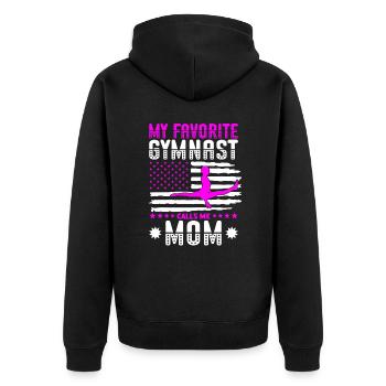 My favorite gymnast calls me Mama Gymnastics - Unisex Premium Organic Zip Hoodie - black - Back - Nico (187cm)