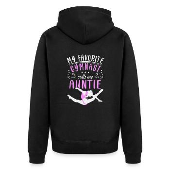 Meine Lieblingsturnerin Nennt Mich Tante Gymnastik - Unisex Premium Bio Zip Hoodie - Schwarz - Hinten - Nico (187cm)