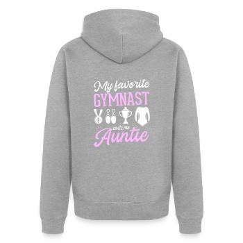 Meine Lieblingsturnerin Nennt Mich Tante Gymnastik - Unisex Premium Bio Zip Hoodie - Grau meliert - Hinten - Nico (187cm)
