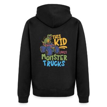 Ce gamin adore les monster trucks - Veste à capuche bio Premium Unisexe - noir - Dos - Nico (187cm)