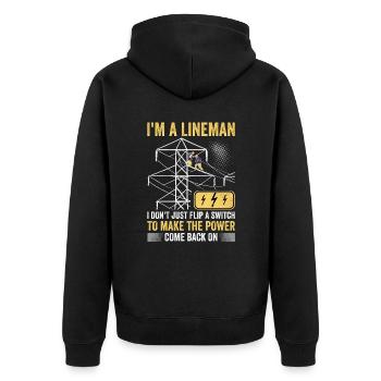 Power Lineman Power Line Electrician - Unisex Premium Organic Zip Hoodie - black - Back - Nico (187cm)