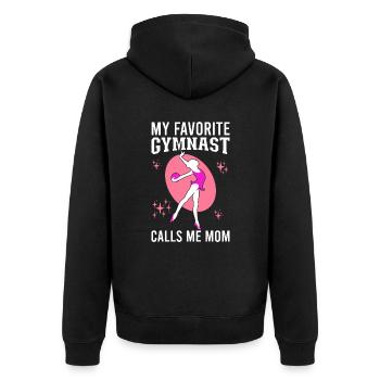 My favorite gymnast calls me Mama Gymnastics - Unisex Premium Organic Zip Hoodie - black - Back - Nico (187cm)