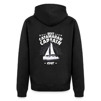 Catamaran Sailing Sailor Best Catamaran Captain - Unisex Premium Organic Zip Hoodie - black - Back - Nico (187cm)