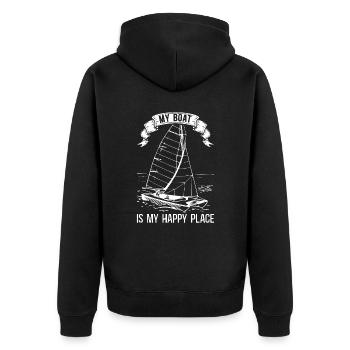 Catamaran sailboat saying - Unisex Premium Organic Zip Hoodie - black - Back - Nico (187cm)