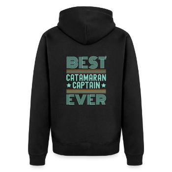 Catamaran Sailing Sailor Best Catamaran Captain - Unisex Premium Organic Zip Hoodie - black - Back - Nico (187cm)