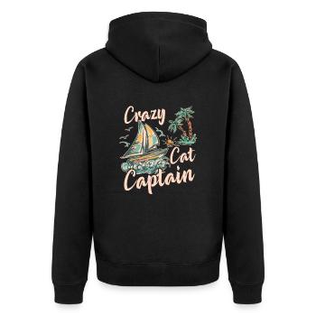 Crazy Catamaran Captain Sailing Sailor - Unisex Premium Organic Zip Hoodie - black - Back - Nico (187cm)