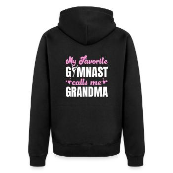 Meine Lieblingsturnerin Nennt Mich Oma Turnsport - Unisex Premium Bio Zip Hoodie - Schwarz - Hinten - Nico (187cm)