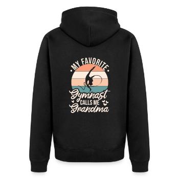 Meine Lieblingsturnerin Nennt Mich Oma Turnsport - Unisex Premium Bio Zip Hoodie - Schwarz - Hinten - Nico (187cm)