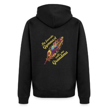 Meine Lieblingsturnerin Nennt Mich Oma Turnsport - Unisex Premium Bio Zip Hoodie - Schwarz - Hinten - Nico (187cm)