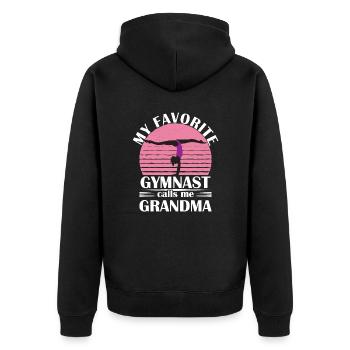Meine Lieblingsturnerin Nennt Mich Oma Turnsport - Unisex Premium Bio Zip Hoodie - Schwarz - Hinten - Nico (187cm)