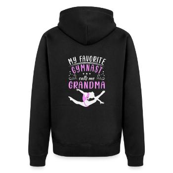 Meine Lieblingsturnerin Nennt Mich Oma Turnsport - Unisex Premium Bio Zip Hoodie - Schwarz - Hinten - Nico (187cm)