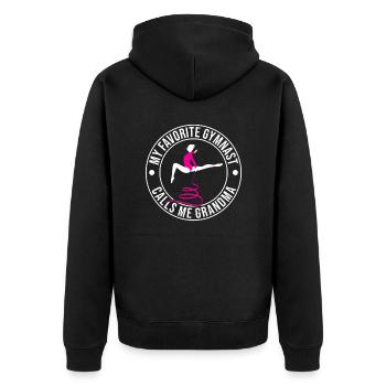 Meine Lieblingsturnerin Nennt Mich Oma Turnsport - Unisex Premium Bio Zip Hoodie - Schwarz - Hinten - Nico (187cm)